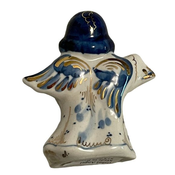 Vintage Gzhel Blue White Goldtone Angel Porcelain Made In Russia Tags NOS - Picture 2 of 5